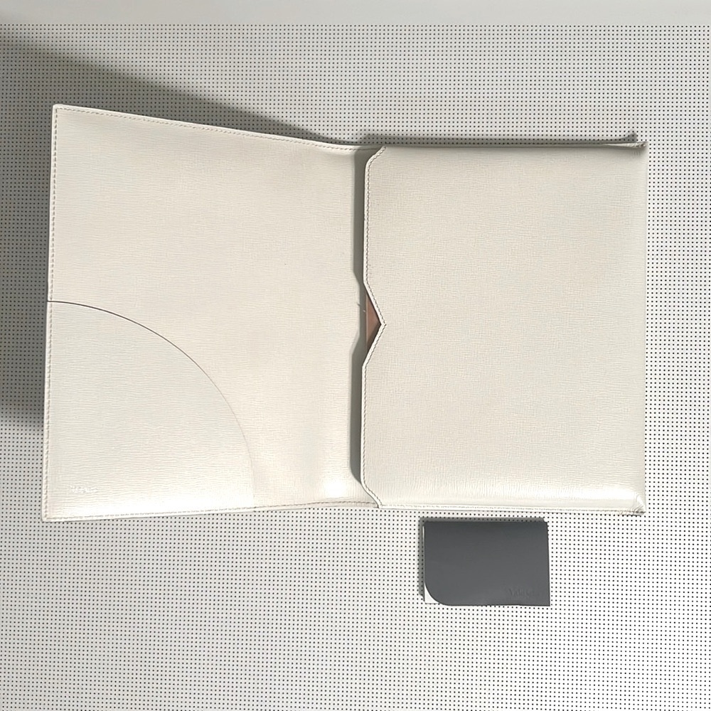 Valextra Ivory Leather Document Holder